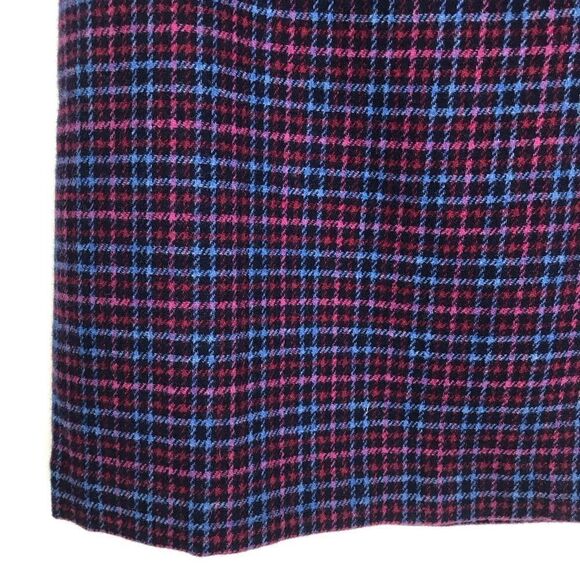 Talbots Petites Blue Pink Plaid Wool Blend Scalloped Edge Button Mini Skirt NEW - Picture 10 of 16
